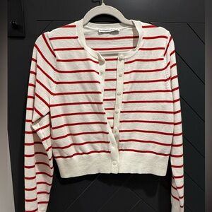 Abercrombie & fitch white & red stripe cardigan